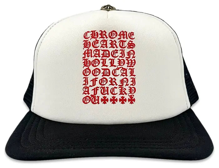 Chrome Hearts Eyechart Trucker Hat 'Black/White/Red'